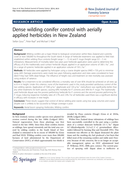Dense Wilding Conifer Control with Aerially Applied Herbicides in New Zealand Stefan Gous1*, Peter Raal2 and Michael S Watt3