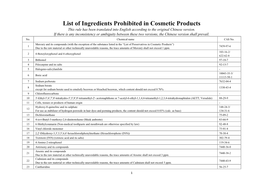 List of Ingredients Prohibited in Cosmetic Products This Rule Has Been Translated Into English According to the Original Chinese Version