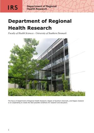 Department of Regional Health Research Faculty of Health Sciences - University of Southern Denmark
