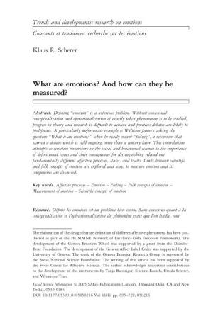 What Are Emotions? and How Can They Be Measured?