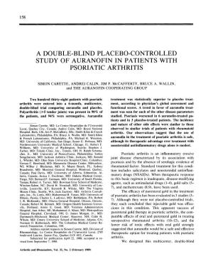 A Double-Blind Placebo-Controlled Study of Auranofin in Patients with Psoriatic Arthritis