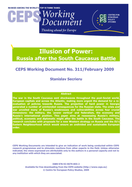 Illusion of Power: Russia After the South Caucasus Battle