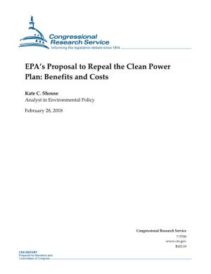 EPA's Proposal to Repeal the Clean Power Plan: Benefits and Costs