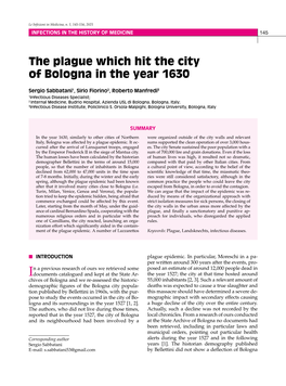 The Plague Which Hit the City of Bologna in the Year 1630