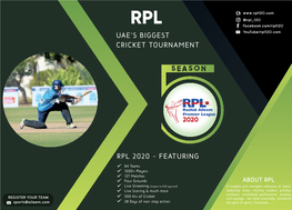 Uae's Biggest Cricket Tournament Rpl 2020