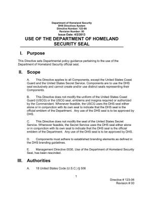 123-06 Use of the Department of Homeland Security Seal, Revision