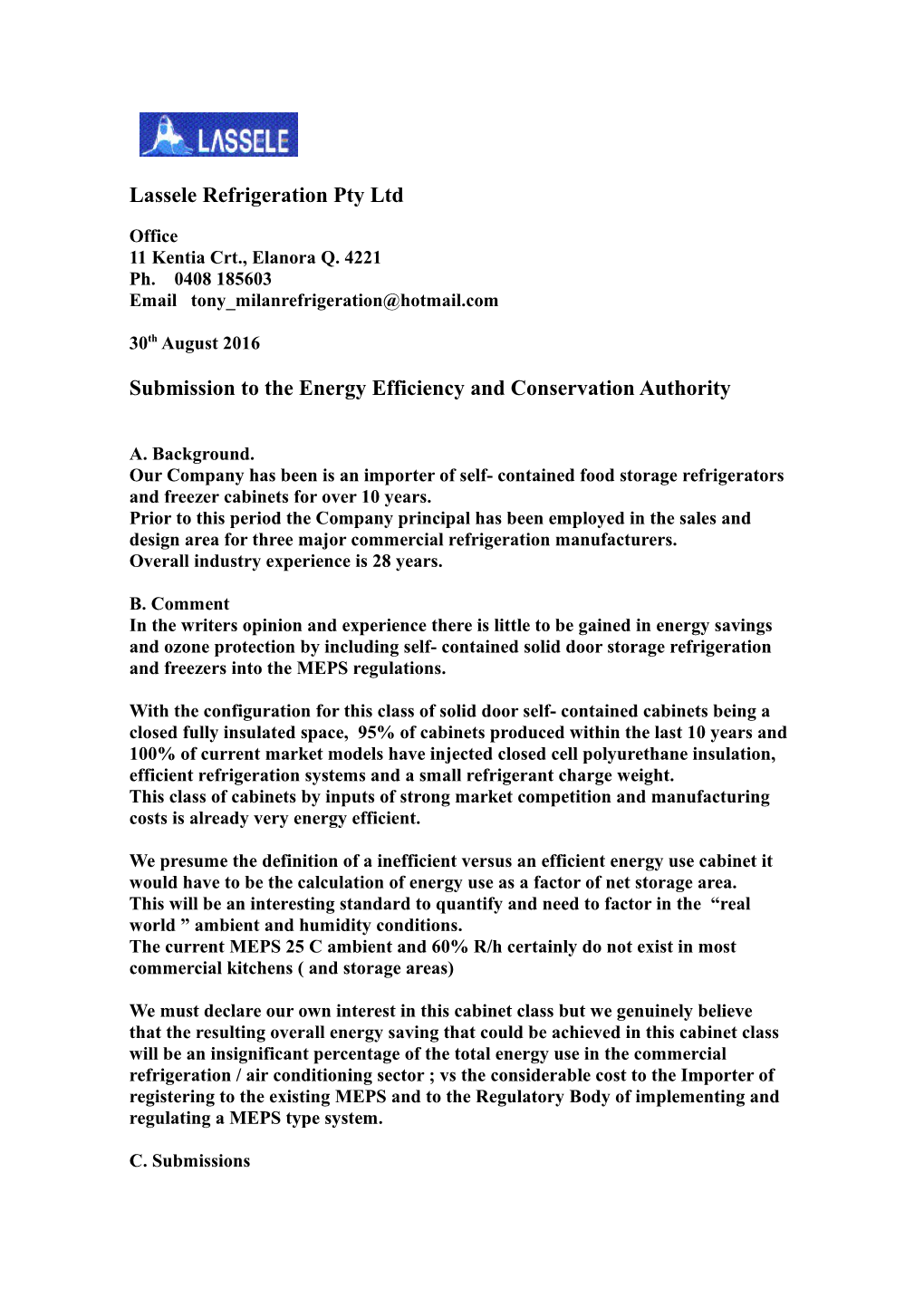 Submission to the Energy Efficiency and Conservation Authority