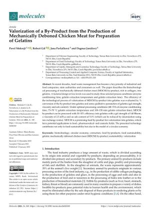 Valorization of a By-Product from the Production of Mechanically Deboned Chicken Meat for Preparation of Gelatins