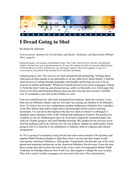 I Dread Going to Shul