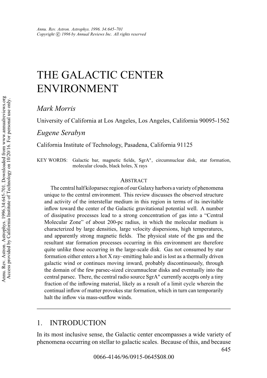 The Galactic Center Environment