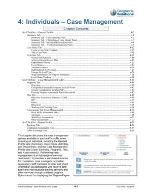 Case Management Chapter Contents Staff Profiles – General Profile