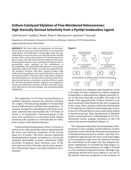 Iridium-Catalyzed Silylation of Five-Membered Heteroarenes: High Sterically Derived Selectivity from a Pyridyl-Imidazoline Ligand Caleb Karmel‡, Camille Z