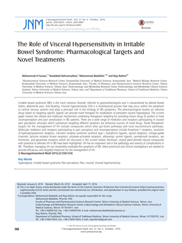 The Role of Visceral Hypersensitivity in Irritable Bowel Syndrome: Pharmacological Targets and Novel Treatments