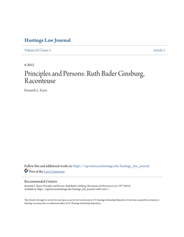 Principles and Persons: Ruth Bader Ginsburg, Raconteuse Kenneth L