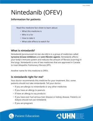 Nintedanib (OFEV) Information for Patients