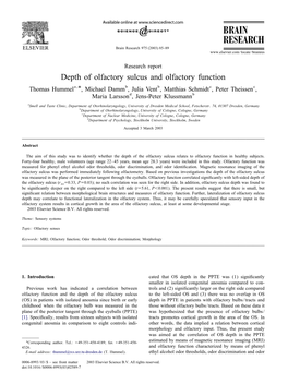 D Epth of Olfactory Sulcus and Olfactory Function