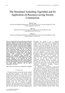 The Simulated Annealing Algorithm and Its Application on Resource-Saving Society Construction