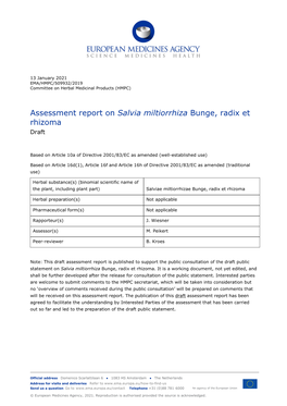 Salvia Miltiorrhiza Bunge, Radix Et Rhizoma Draft