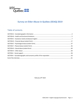 Survey on Elder Abuse in Québec (SEAQ) 2019