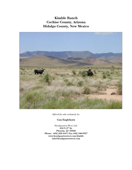 Kimble Ranch Cochise County, Arizona Hidalgo County, New Mexico