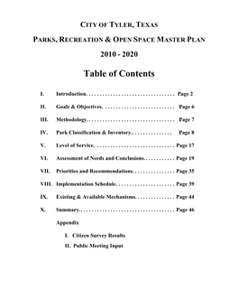 City of Tyler Parks & Open Space Master Plan