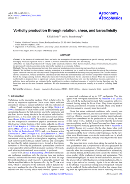 Vorticity Production Through Rotation, Shear, and Baroclinicity