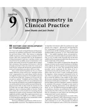 Tympanometry in Clinical Practice Janet Shanks and Jack Shohet