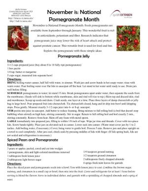 November Is: National Pomegranate Month