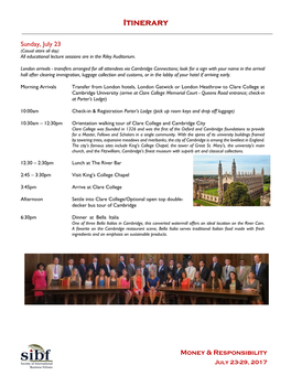 View the 2017 Cambridge Itinerary