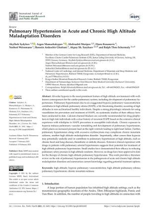 Pulmonary Hypertension in Acute and Chronic High Altitude Maladaptation Disorders