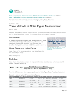 Three Methods of Noise Figure Measurement
