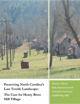 Preservation Strategy for Henry River Mill Village, NC