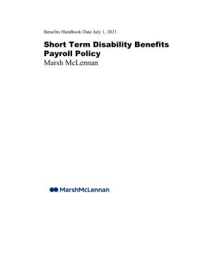 Short Term Disability Benefits Payroll Policy Marsh Mclennan Benefits Handbook Short Term Disability Benefits Payroll Policy