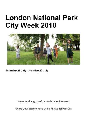 London National Park City Week 2018