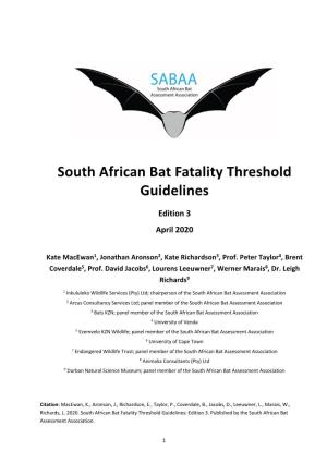 South African Bat Fatality Threshold Guidelines