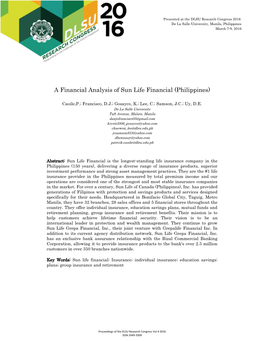A Financial Analysis of Sun Life Financial (Philippines)