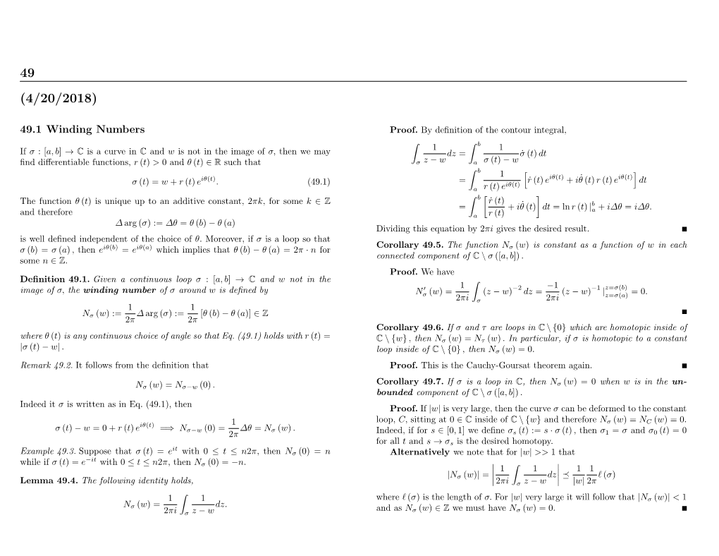 Winding Numbers Proof