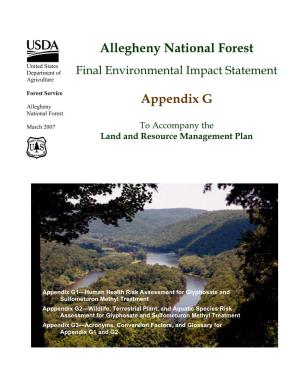 Allegheny National Forest Appendix G