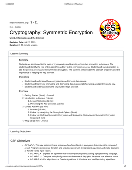 Cryptography: Symmetric Encryption Unit 3