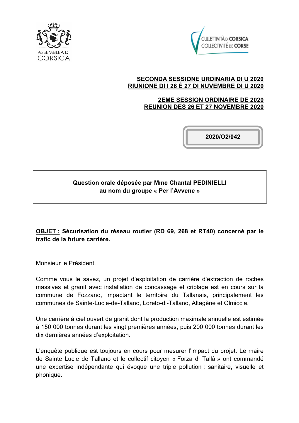 Seconda Sessione Urdinaria Di U 2020 Riunione Di I 26 È 27 Di Nuvembre Di U 2020