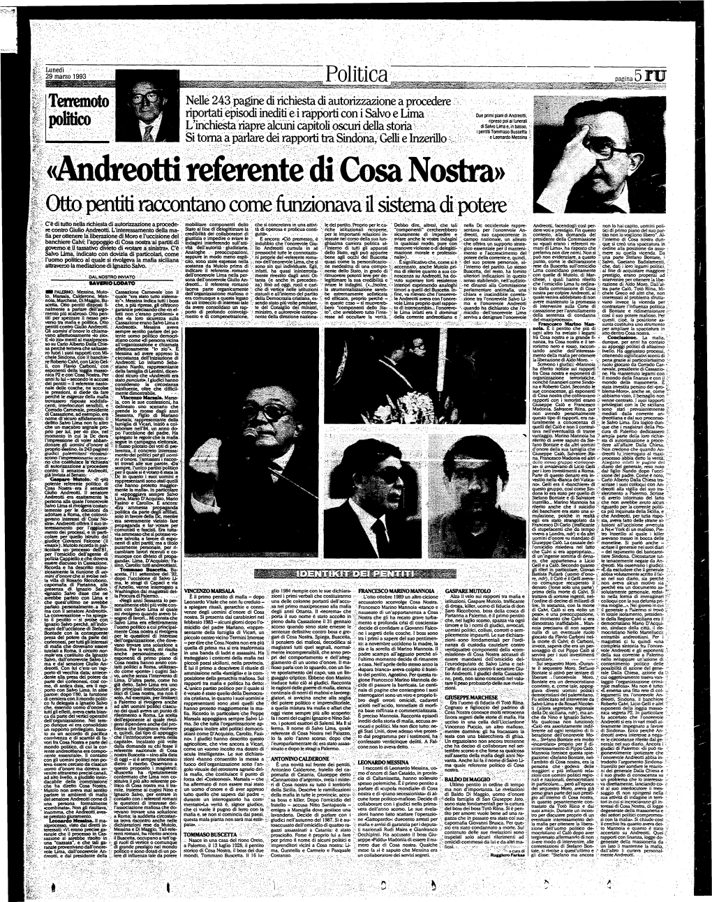 «Andreotti Referente Di Cosa Nostra» Qttq Pentiti Rai&Onfam