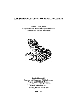 Ranid Frog Conservation and Management