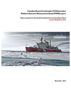 Canadian Research Icebreaker CCGS Amundsen Platform Outcome Measurement Study (POMS) Report