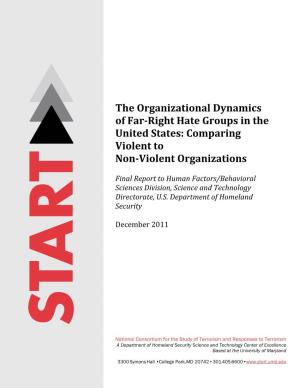 The Organizational Dynamics of Far‐Right Hate Groups in the United States: Comparing Violent to Non‐Violent Organizations