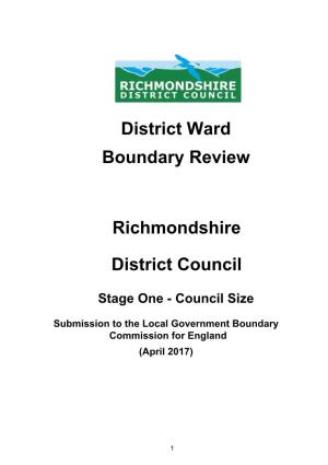 Richmondshire District Council Does Not Currently Meet the Criteria for Electoral Inequality Ie