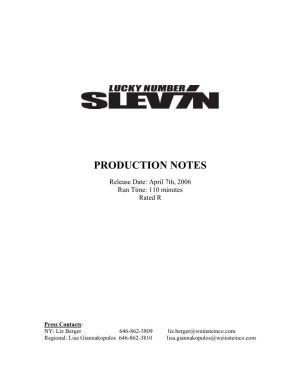 Lucky Number Slevin Production Notes