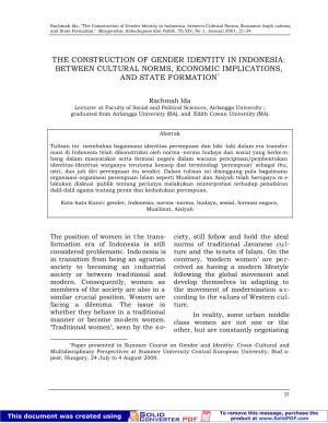 The Construction of Gender Identity in Indonesia