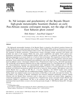 Sr, Nd Isotopes and Geochemistry of the Bayuda Desert High-Grade