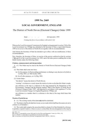 (Electoral Changes) Order 1999