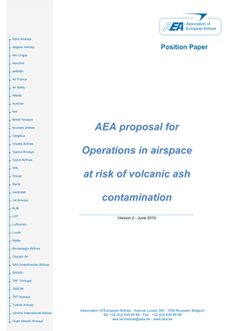 AEA Proposal for Operations in Airspace at Risk of Volcanic Ash Contamination Turkish Airlines Version 2 -1- Ukraine International Airlines Virgin Atlantic Airways